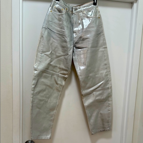 Ganni Silver Metallic Jeans - Picture 1 of 6